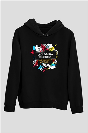 Jeoloji mühendisi Siyah Unisex Kapüşonlu Sweatshirt