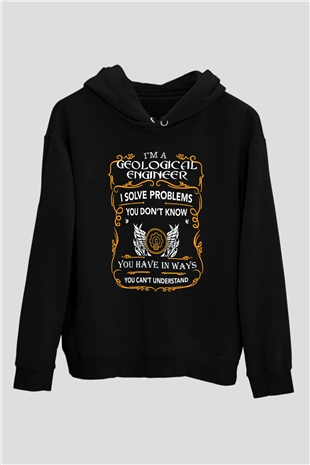 Jeoloji mühendisi Siyah Unisex Kapüşonlu Sweatshirt
