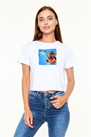 Jersey Shore Beyaz  Crop Top Tişört