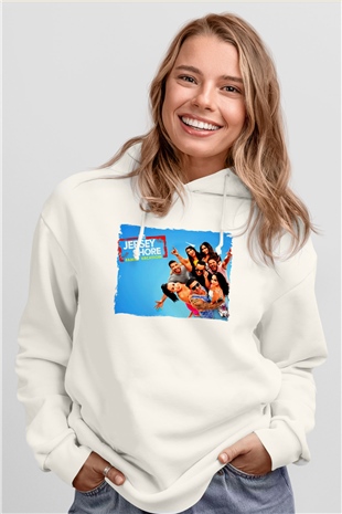 Jersey Shore Beyaz Unisex Hoodie