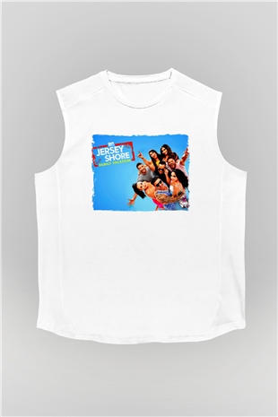 Jersey Shore Beyaz Unisex Kolsuz Tişört