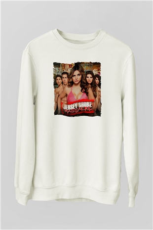 Jersey Shore Beyaz Unisex Sweatshirt
