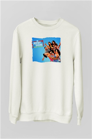Jersey Shore Beyaz Unisex Sweatshirt