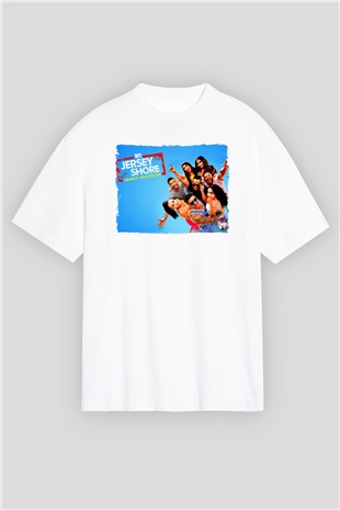 Jersey Shore Beyaz Oversize Tişört Oversize T-shirt