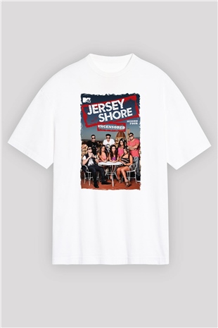 Jersey Shore Beyaz Oversize Tişört Oversize T-shirt