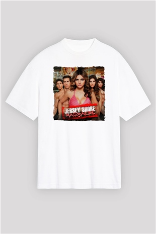 Jersey Shore Beyaz Oversize Tişört Oversize T-shirt