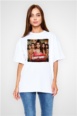 Jersey Shore Beyaz Oversize Tişört Oversize T-shirt