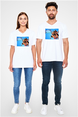 Jersey Shore Beyaz Unisex V Yaka Tişört