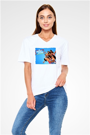 Jersey Shore Beyaz Unisex V Yaka Tişört