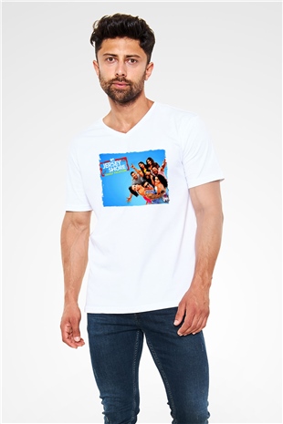Jersey Shore Beyaz Unisex V Yaka Tişört