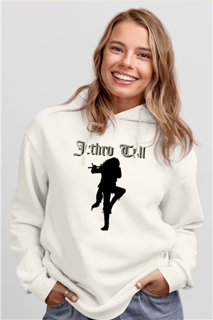 Jethro Tull Beyaz Unisex Kapşonlu Sweatshirt