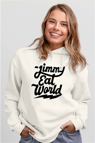 Jimmy Eat World Beyaz Unisex Kapüşonlu Sweatshirt