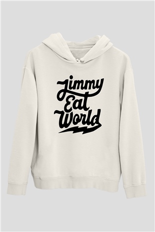 Jimmy Eat World Beyaz Unisex Kapüşonlu Sweatshirt