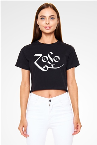 Jimmy Page Siyah Crop Top Tişört