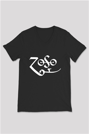 Jimmy Page Siyah Unisex V Yaka Tişört T-Shirt