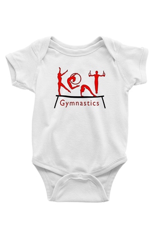 Jimnastik Baskılı Beyaz Unisex Bebek Body - Zıbın