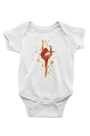 Jimnastik Baskılı Beyaz Unisex Bebek Body - Zıbın