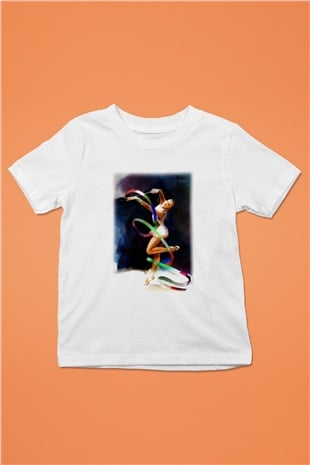 Jimnastik Baskılı Beyaz Unisex Çocuk Tişört
