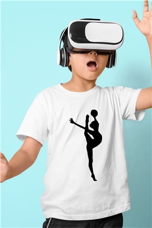 Jimnastik Baskılı Beyaz Unisex Çocuk Tişört