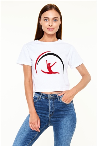 Jimnastik Beyaz Croptop Tişört