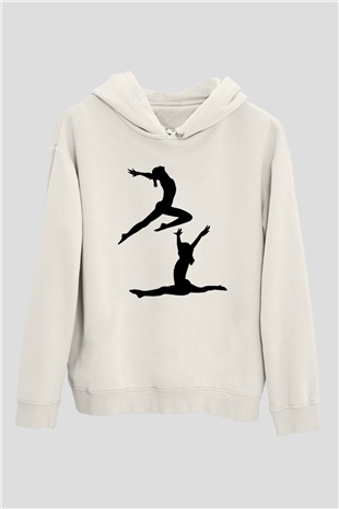 Jimnastik Beyaz Unisex Hoodie