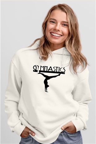 Jimnastik Beyaz Unisex Hoodie