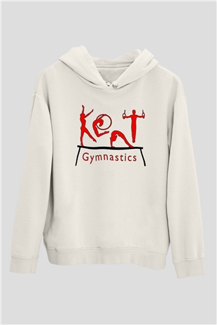 Jimnastik Beyaz Unisex Hoodie