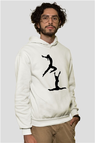 Jimnastik Beyaz Unisex Hoodie