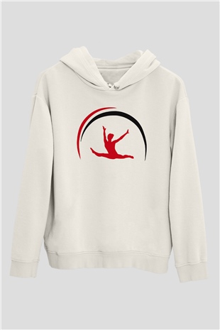 Jimnastik Beyaz Unisex Hoodie