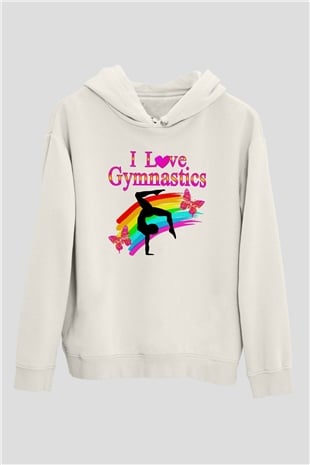 Jimnastik Beyaz Unisex Hoodie