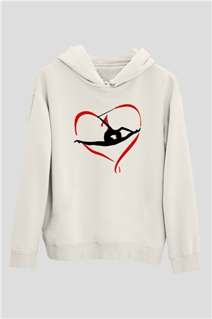 Jimnastik Beyaz Unisex Hoodie