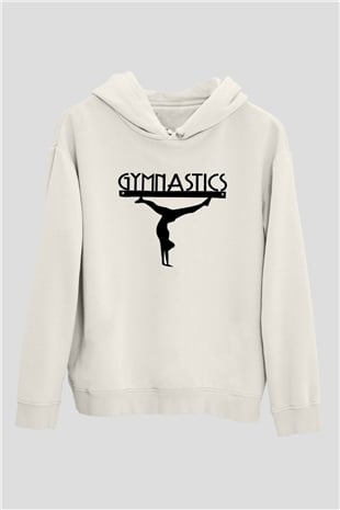 Jimnastik Beyaz Unisex Hoodie