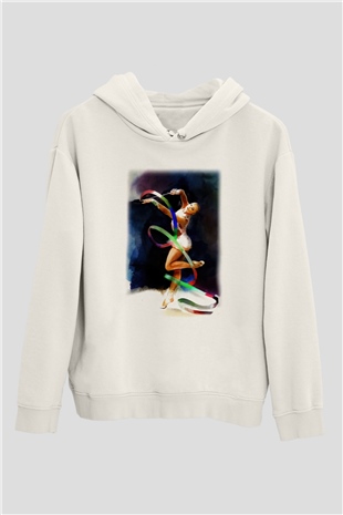 Jimnastik Beyaz Unisex Hoodie