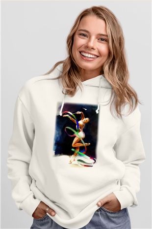 Jimnastik Beyaz Unisex Hoodie