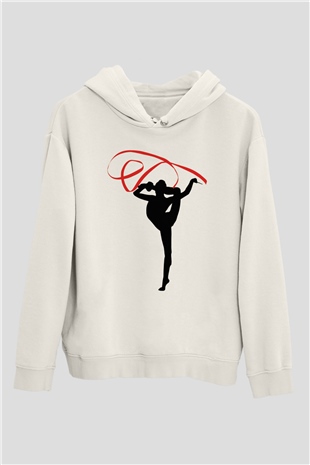 Jimnastik Beyaz Unisex Kapüşonlu Sweatshirt