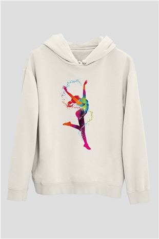 Jimnastik Beyaz Unisex Kapüşonlu Sweatshirt