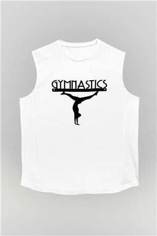 Jimnastik Beyaz Unisex Kolsuz Tişört