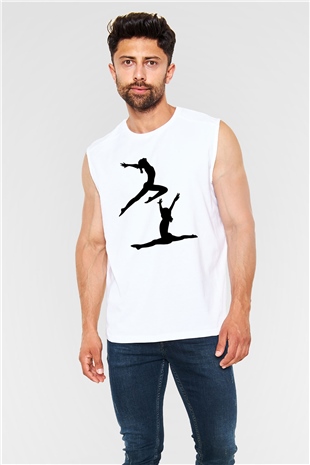 Jimnastik Beyaz Unisex Kolsuz Tişört