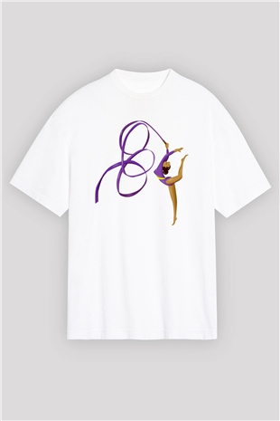 Jimnastik Beyaz Unisex Oversize Tişört T-Shirt