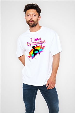 Jimnastik Beyaz Unisex Oversize Tişört T-Shirt