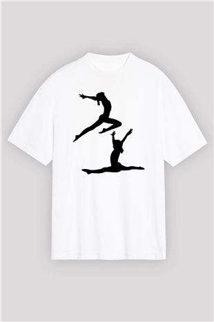 Jimnastik Beyaz Unisex Oversize Tişört T-Shirt