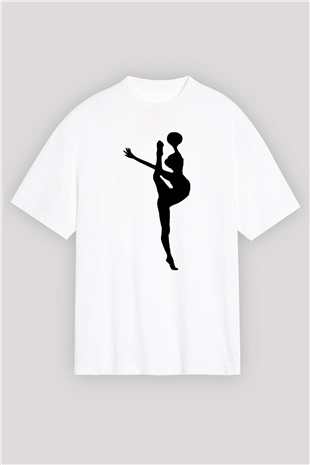 Jimnastik Beyaz Unisex Oversize Tişört T-Shirt
