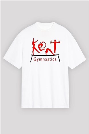 Jimnastik Beyaz Unisex Oversize Tişört T-Shirt