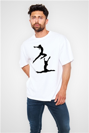 Jimnastik Beyaz Unisex Oversize Tişört T-Shirt