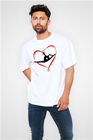 Jimnastik Beyaz Unisex Oversize Tişört T-Shirt