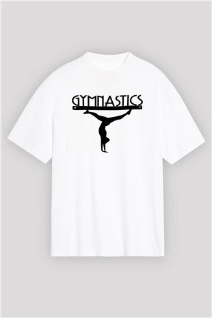 Jimnastik Beyaz Unisex Oversize Tişört T-Shirt