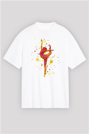 Jimnastik Beyaz Unisex Oversize Tişört T-Shirt