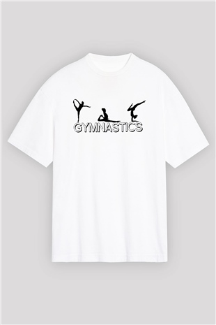 Jimnastik Beyaz Unisex Oversize Tişört T-Shirt