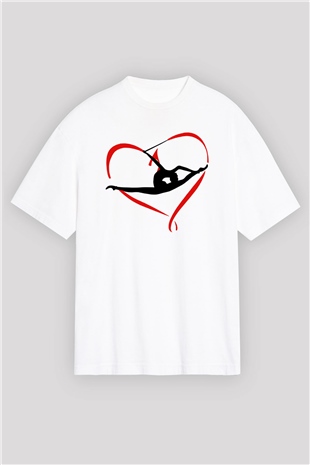 Jimnastik Beyaz Unisex Oversize Tişört T-Shirt