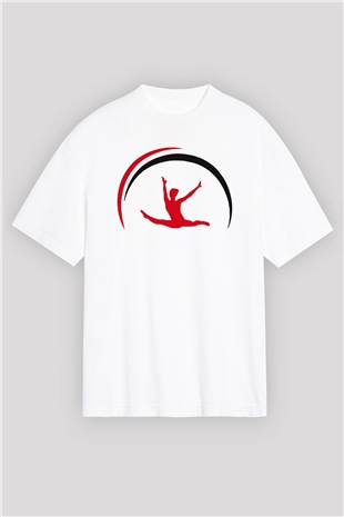 Jimnastik Beyaz Unisex Oversize Tişört T-Shirt